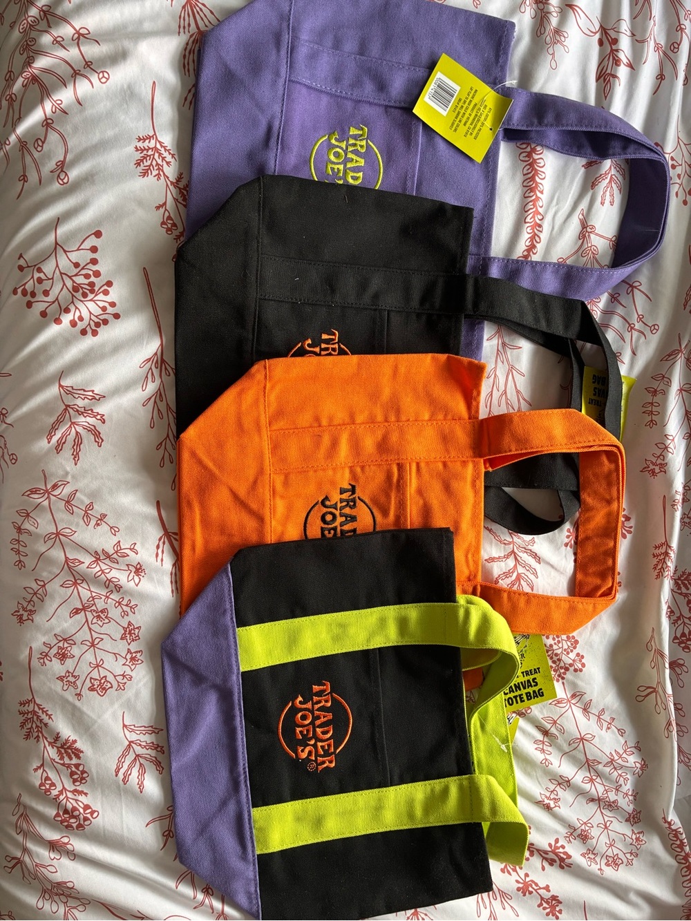 Halloween Mini Tote Bags - Purple, Black, Orange, Lime